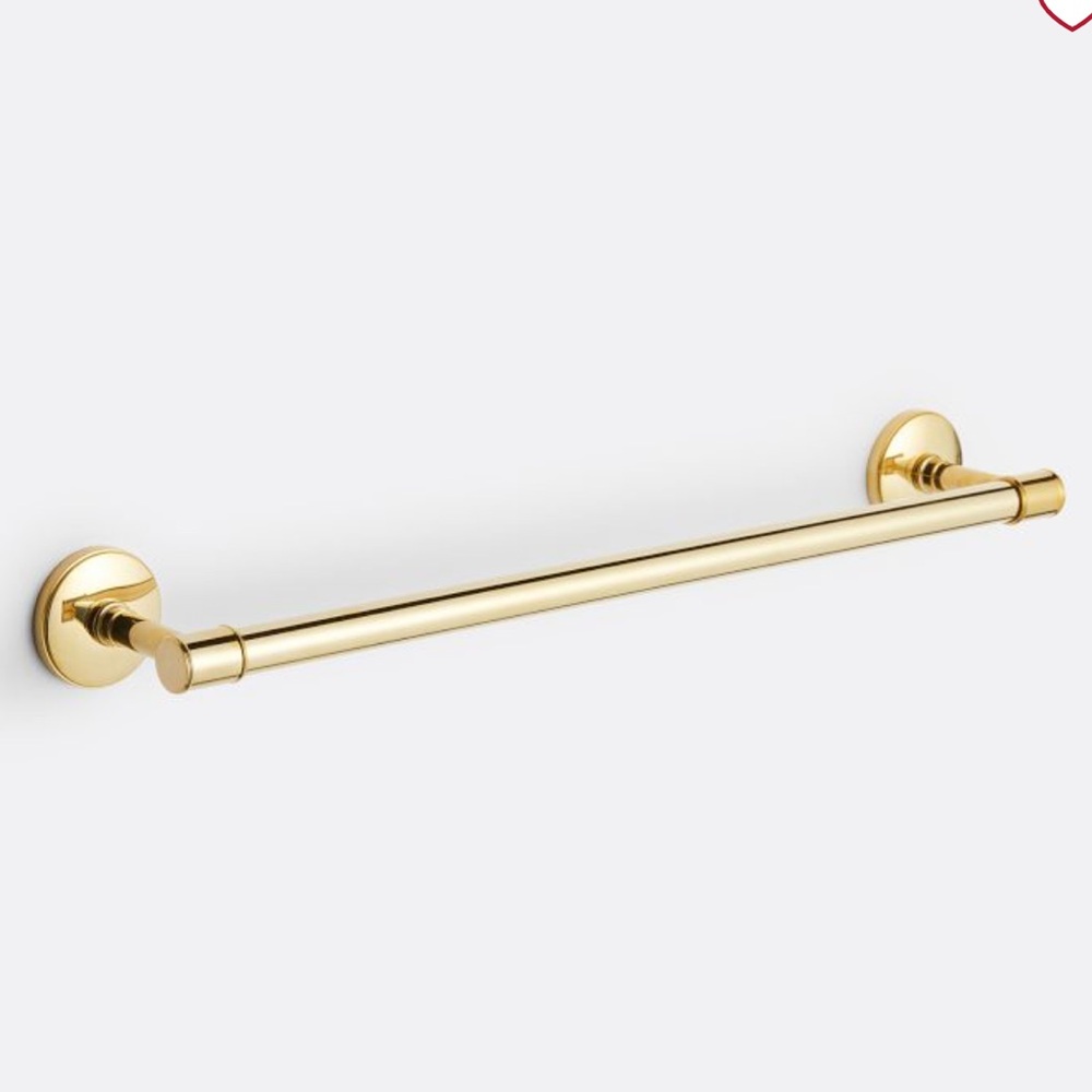 Rejuvenation Ladd Towel Bar 18” center Unlacquered Brass